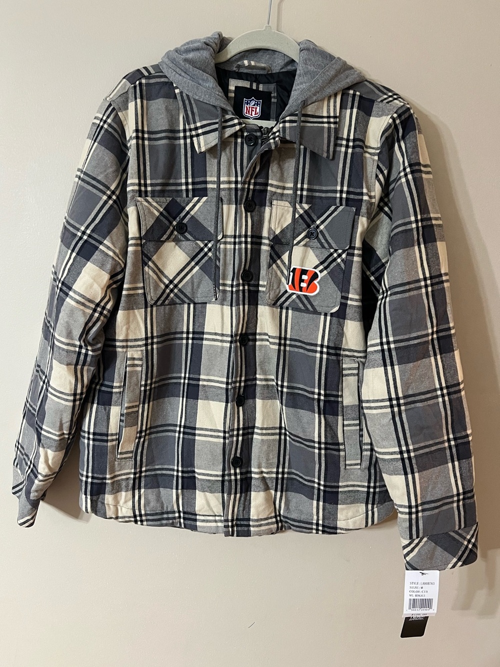 Cincinnati Bengals NFL Men's Fullback Plaid Hooded Jacket G-III Sports